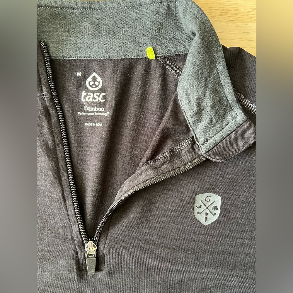 tasc Performance Bamboo Lightweight Quarter Zip Golf Black Size M - Picture 7 of 13